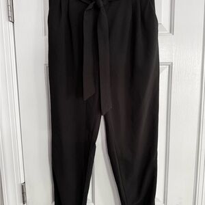Grace Karin Black Paper Bag High-Waist Tie-Front Trousers NWT